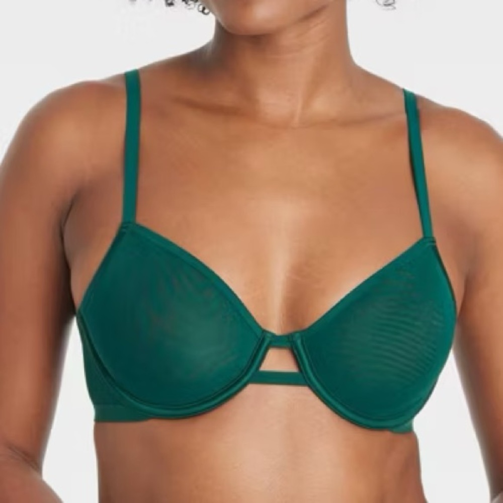 NWT Auden dark green sheer bra size 38B